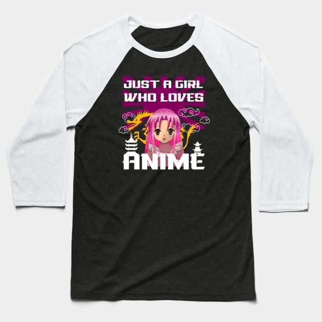Just a Girl Who Loves Anime Baseball T-Shirt by Corncheese